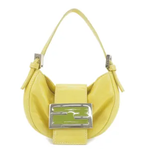 FENDI Mini Croissant Hand Bag Mini Bag Leather Yellow 26673