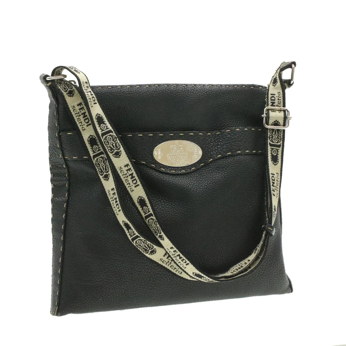 FENDI Shoulder Bag Leather Black  rd1013