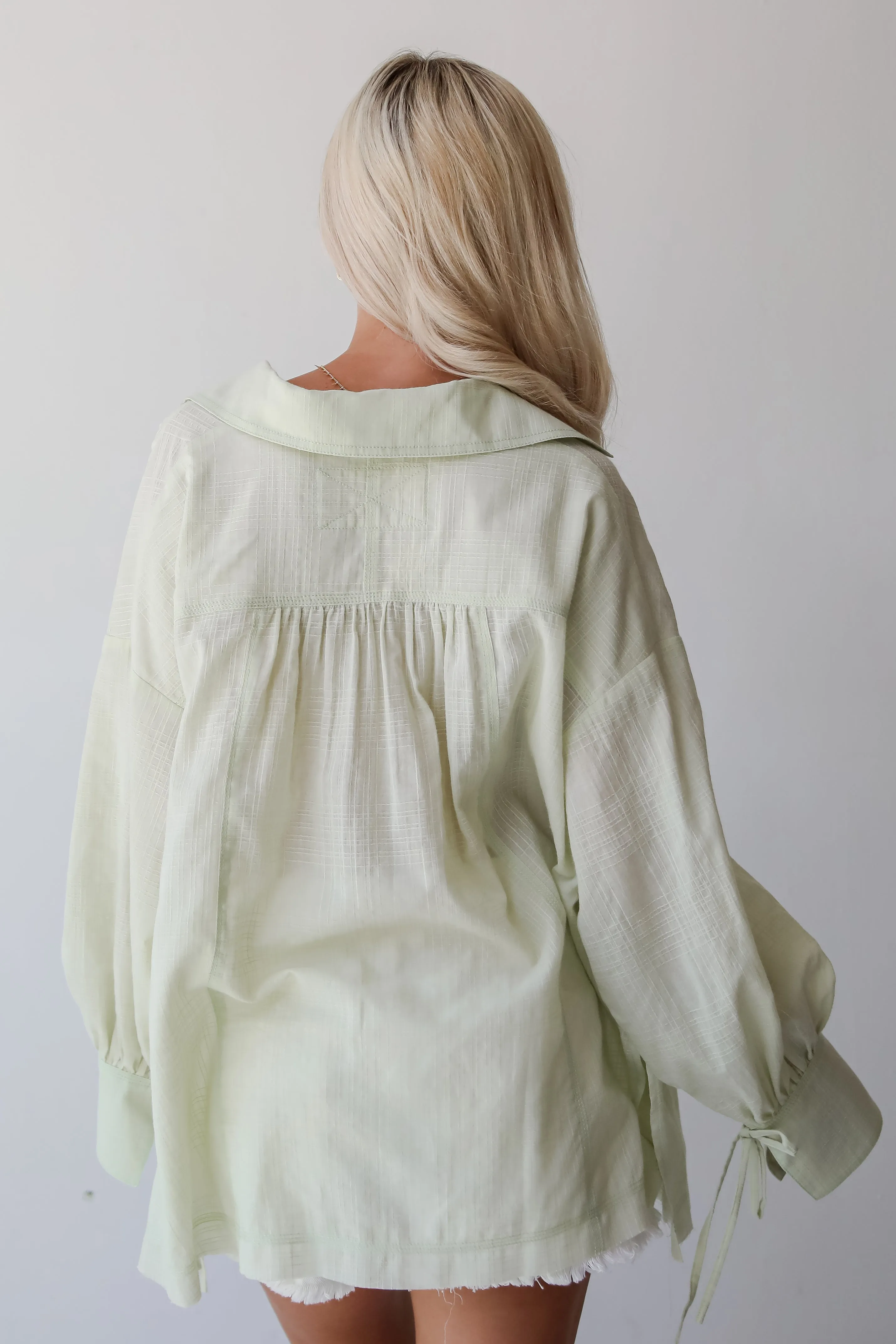 FINAL SALE - Stunning Demeanor Light Green Oversized Blouse