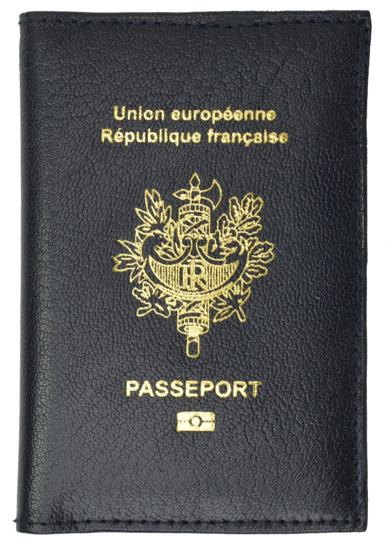 France Passport Cover with Credit card Holder Genuine Leather Travel Wallet with Imprint REPUBLIQUE FRANCAISE 601 France