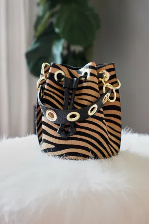 Fritz Italian Leather Bucket Bag Tiger