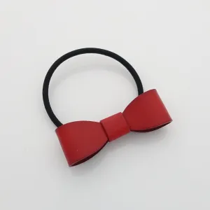 genuine cow leather hair bow elastic ponytail holder