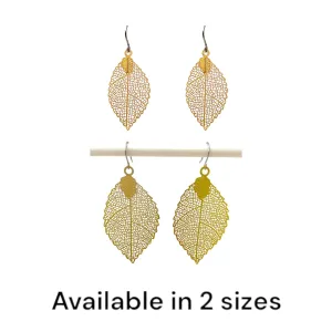 Gold disc leaf earring