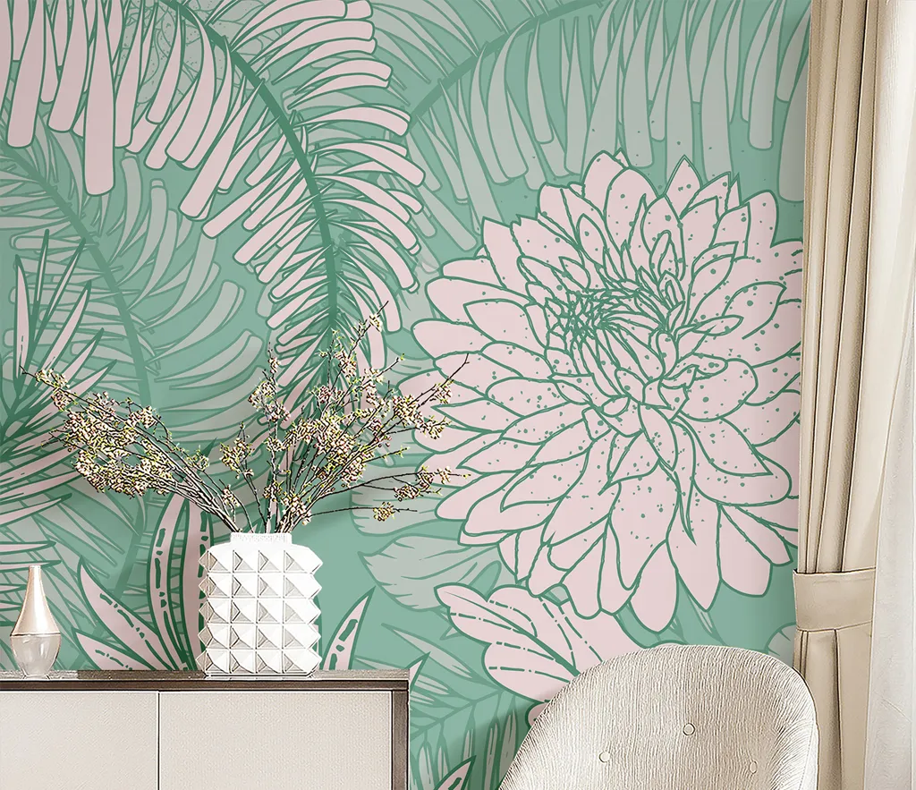 Green Blossom Flowers Wallpaper Murals - Stunning Wall Decor