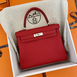 Hermès Kelly 25 Rouge Casaque Togo Palladium Hardware PHW