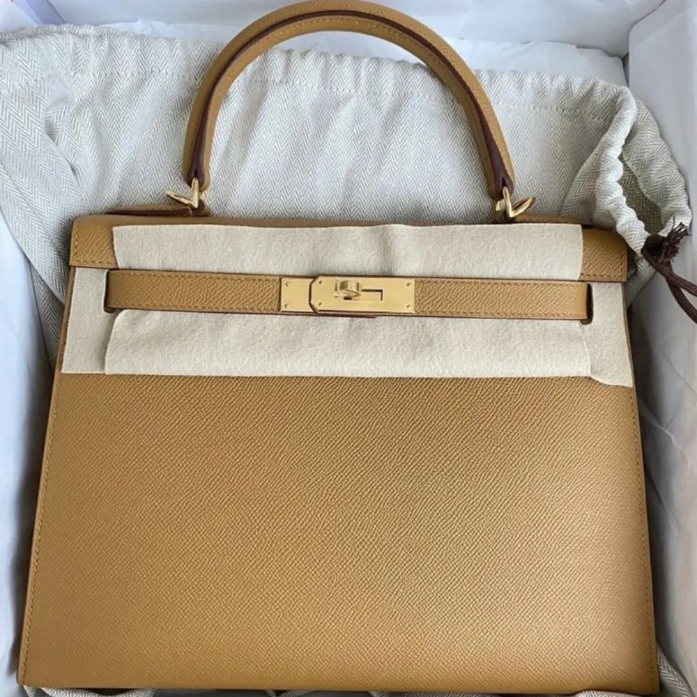 Hermès Kelly 28 Sesame Sellier Epsom Gold Hardware GHW