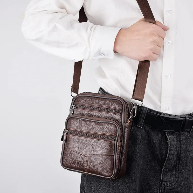 High-Quality Men's Genuine Leather Crossbody Messenger Bags: Fashionable Messenger Bag for Business and Fashion-Conscious Men