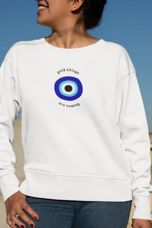 Hot Girl Evil Eye Organic Embroidered Sweatshirt