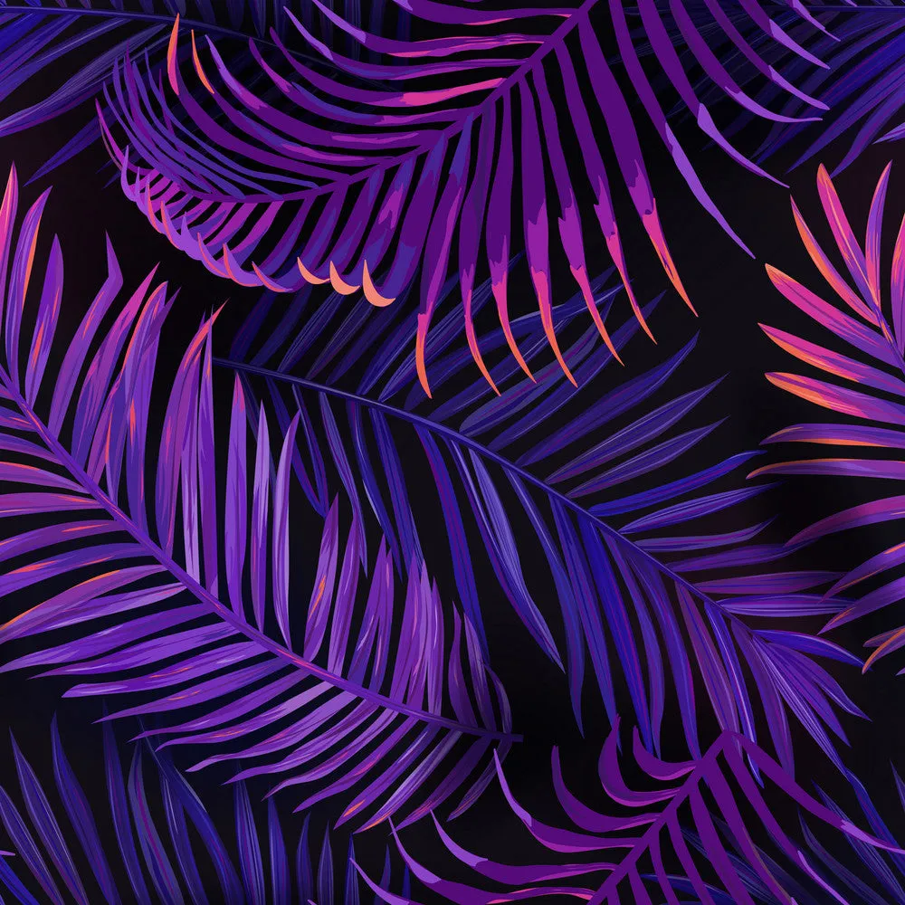 Jungle Foliage Dark Purples Pattern