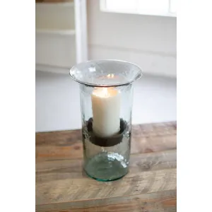 Kalalou - ORIGINAL GLASS CANDLE CYLINDER W RUSTIC INSERT - MEDIUM - CV411