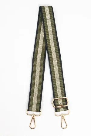 Khaki & Glitter Woven Bag Strap