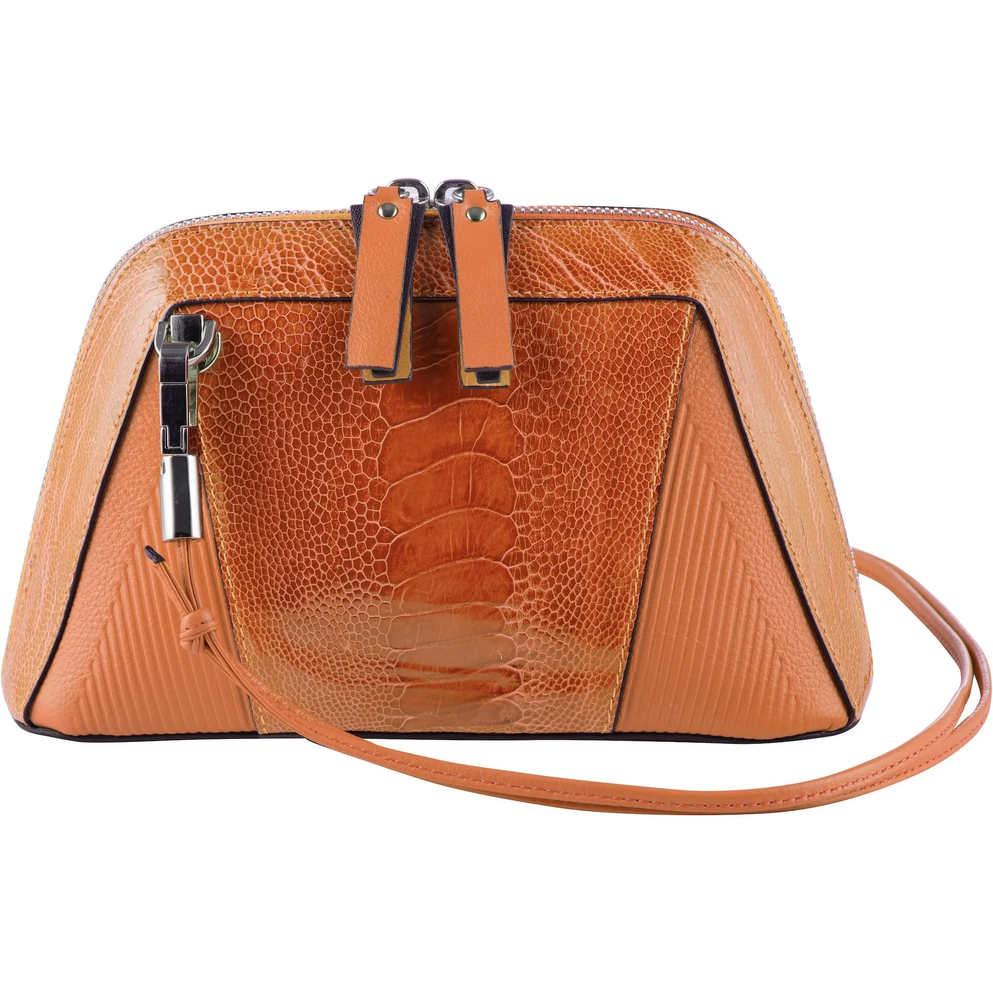 Khloe Ostrich Leg Leather Handbag Orange