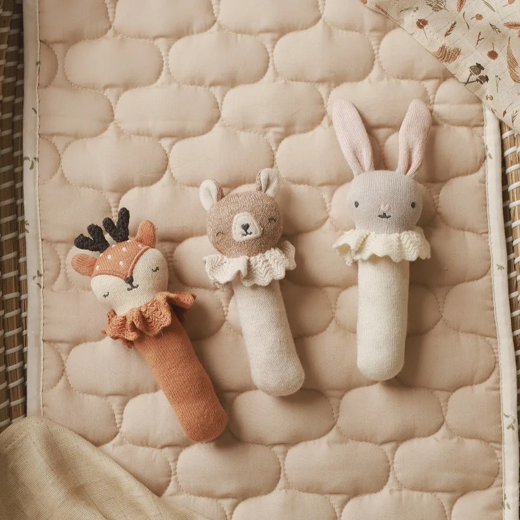 Knit Rabbit Organic Babby Rattle - Blushing Bunny