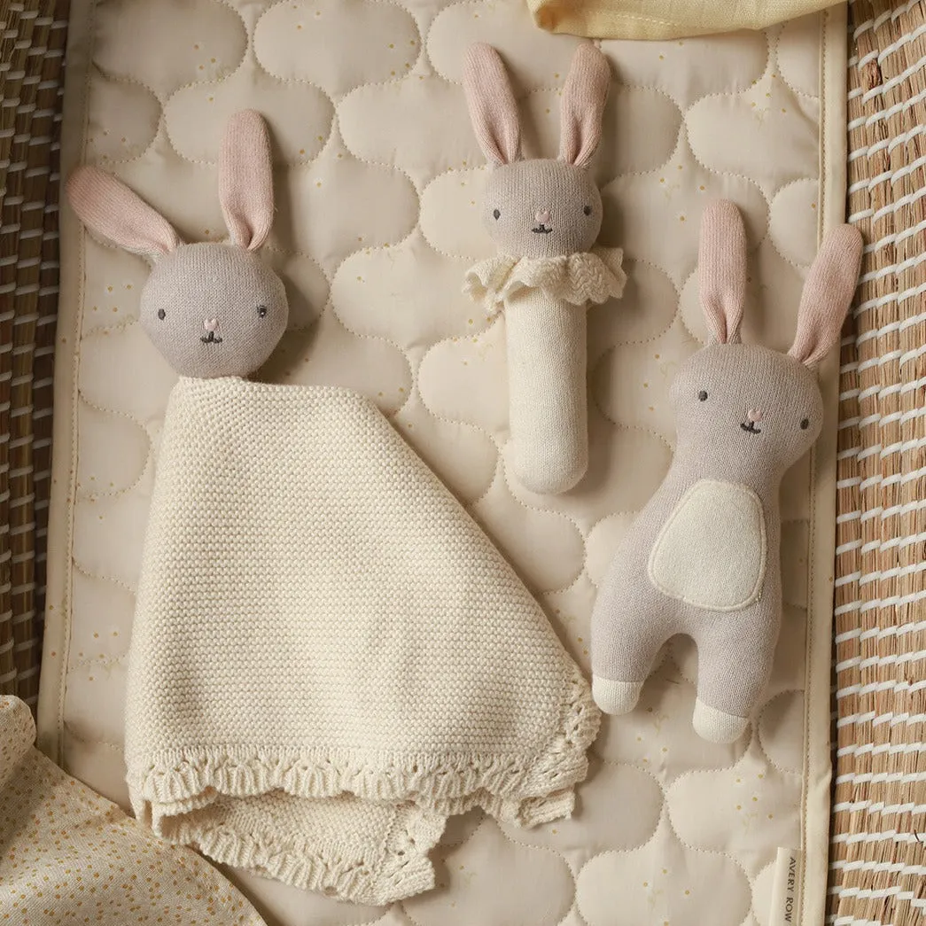 Knit Rabbit Organic Babby Rattle - Blushing Bunny