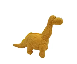 Knitted Diplodocus Dinosaur Rattle Toy - Yellow