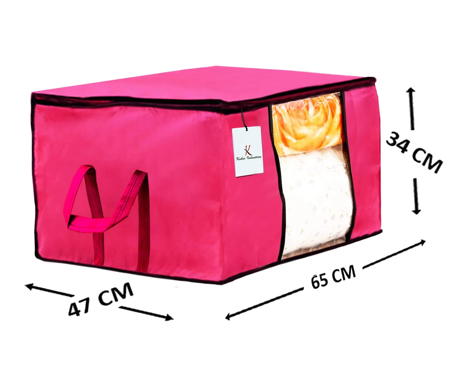 Kuber Industries Underbed Storage Bag, Storage Organiser, Blanket Cover Set of 3 - Pink, Extra Large Size-CTKTC23857