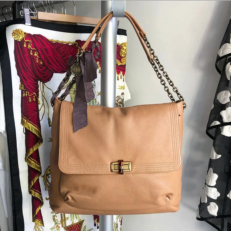 Lanvin Large Caramel Brown Happy Chain Strap Bag