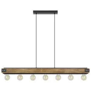 Layham Vintage Timber and Black 7 Light Pendant