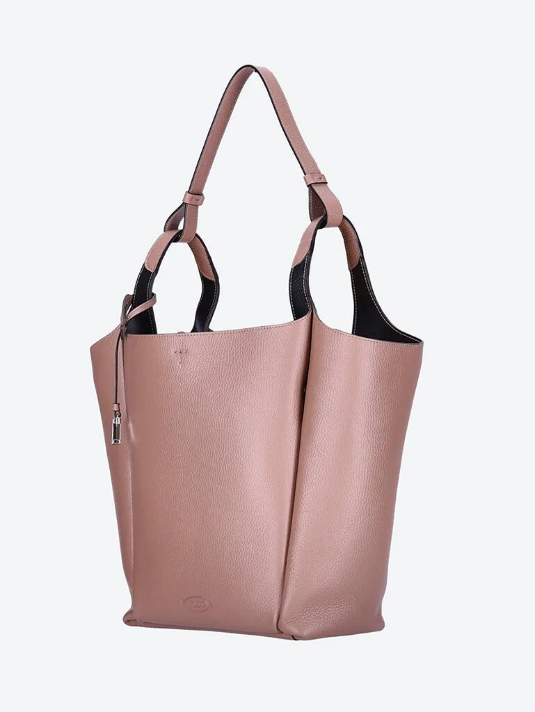 Leather bucket medium bag