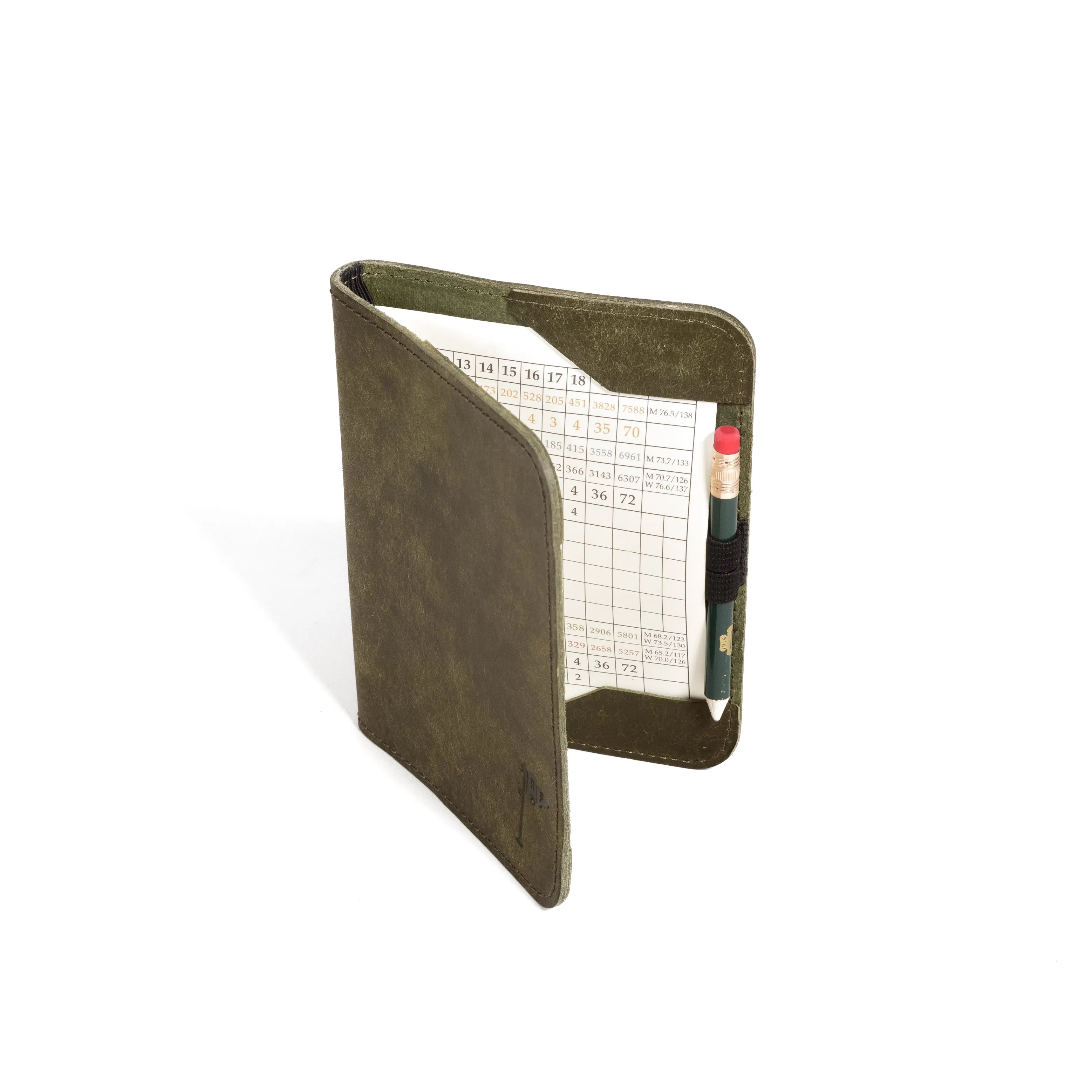 Leather Minimalist Golf Scorecard Holder in Olive