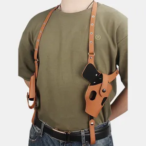 Leather Shoulder Holster with Dual Magazine Pockets Adjustable Hidden Underarm Bag Fits Glock 19/43/48