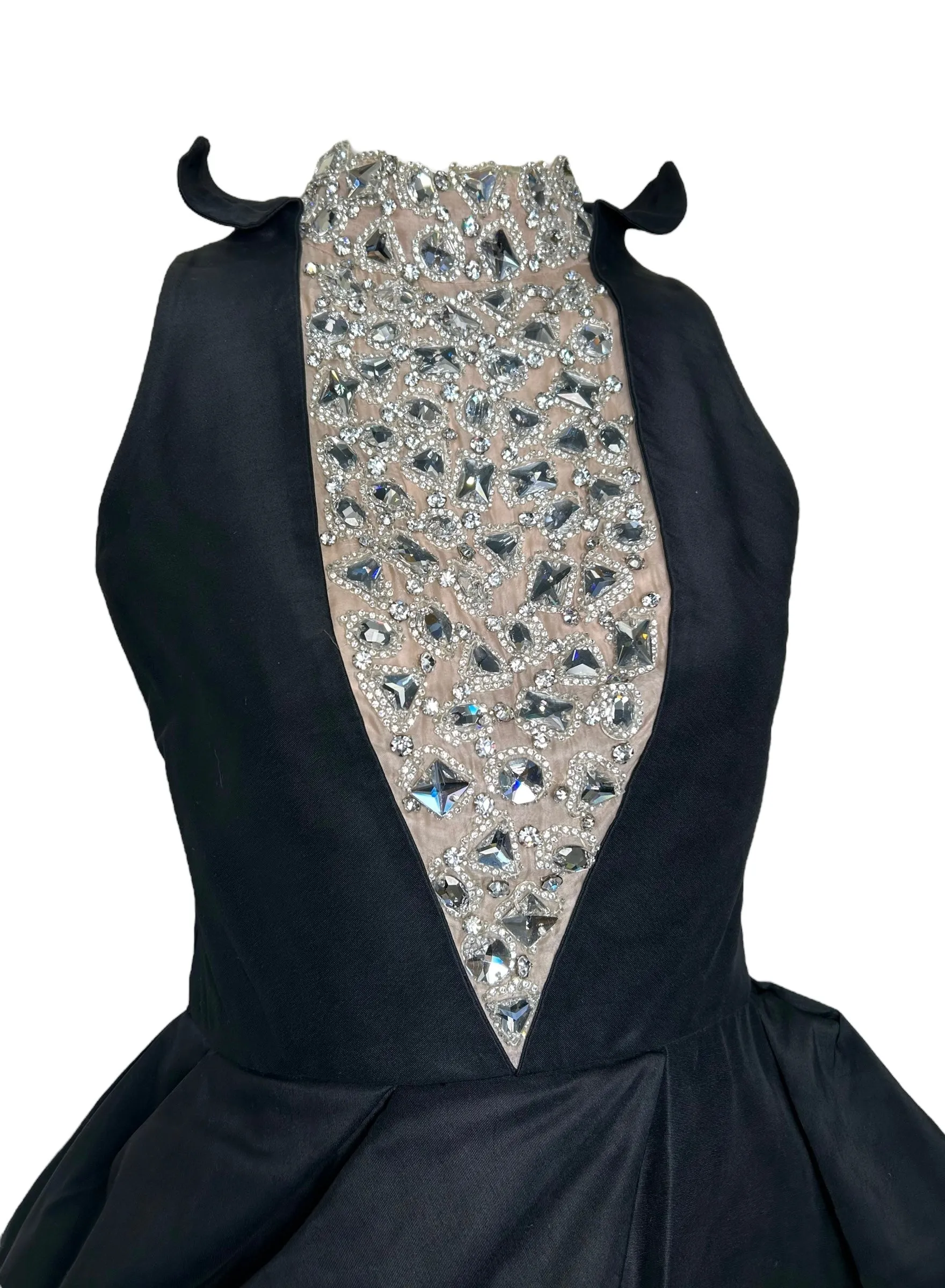 Liliane Romi Black Cocktail Dress with Stunning Rhinestone Neckline