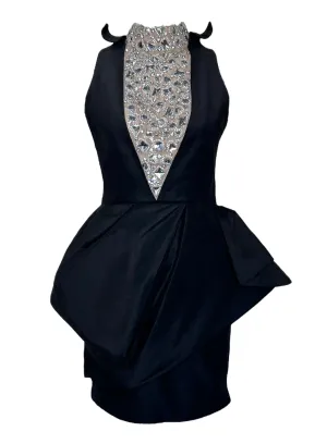 Liliane Romi Black Cocktail Dress with Stunning Rhinestone Neckline