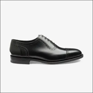 Loake Fleet Black Semi Brogue Oxford Shoe-