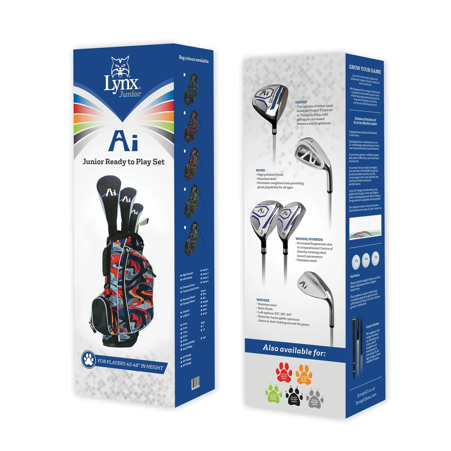 Lynx Junior AI Ready to Play Half Golf Set | Blue 45"-48"