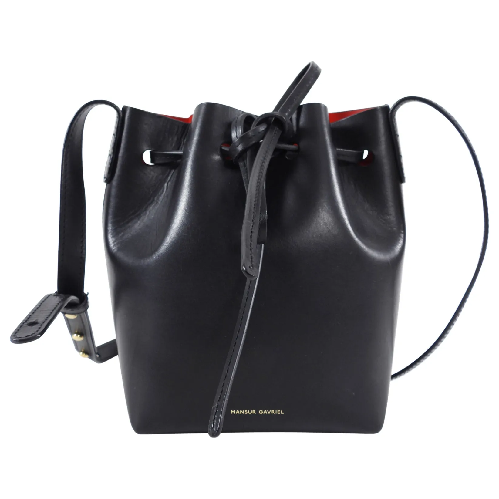 Mansur Gavriel Mini Mini Black Red Bucket Bag