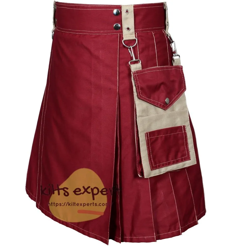 Maroon Modern Kilt