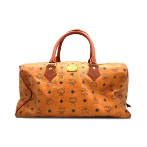 MCM Visetos Leather Boston Bag