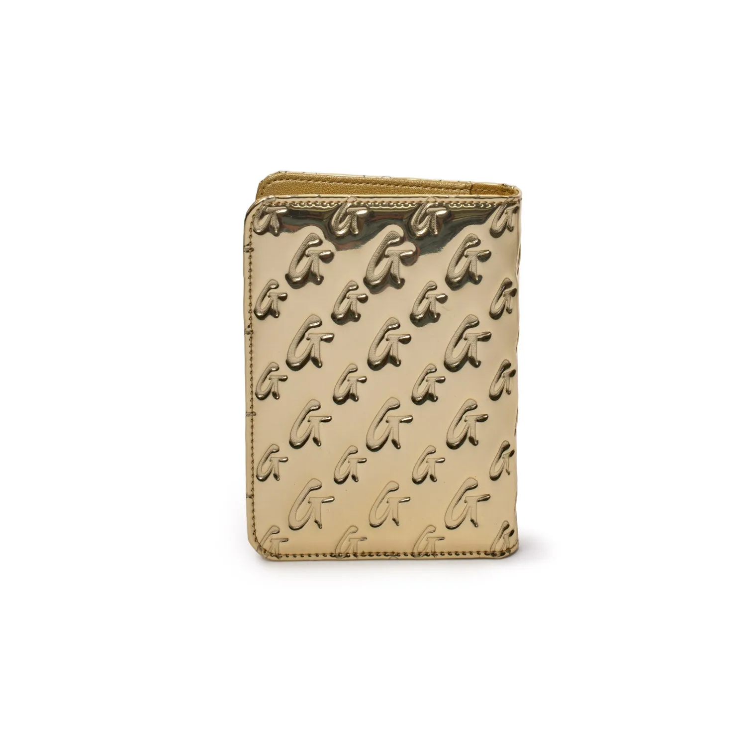 METALLIC MONOGRAM PASSPORT HOLDER - METALLIC GOLD