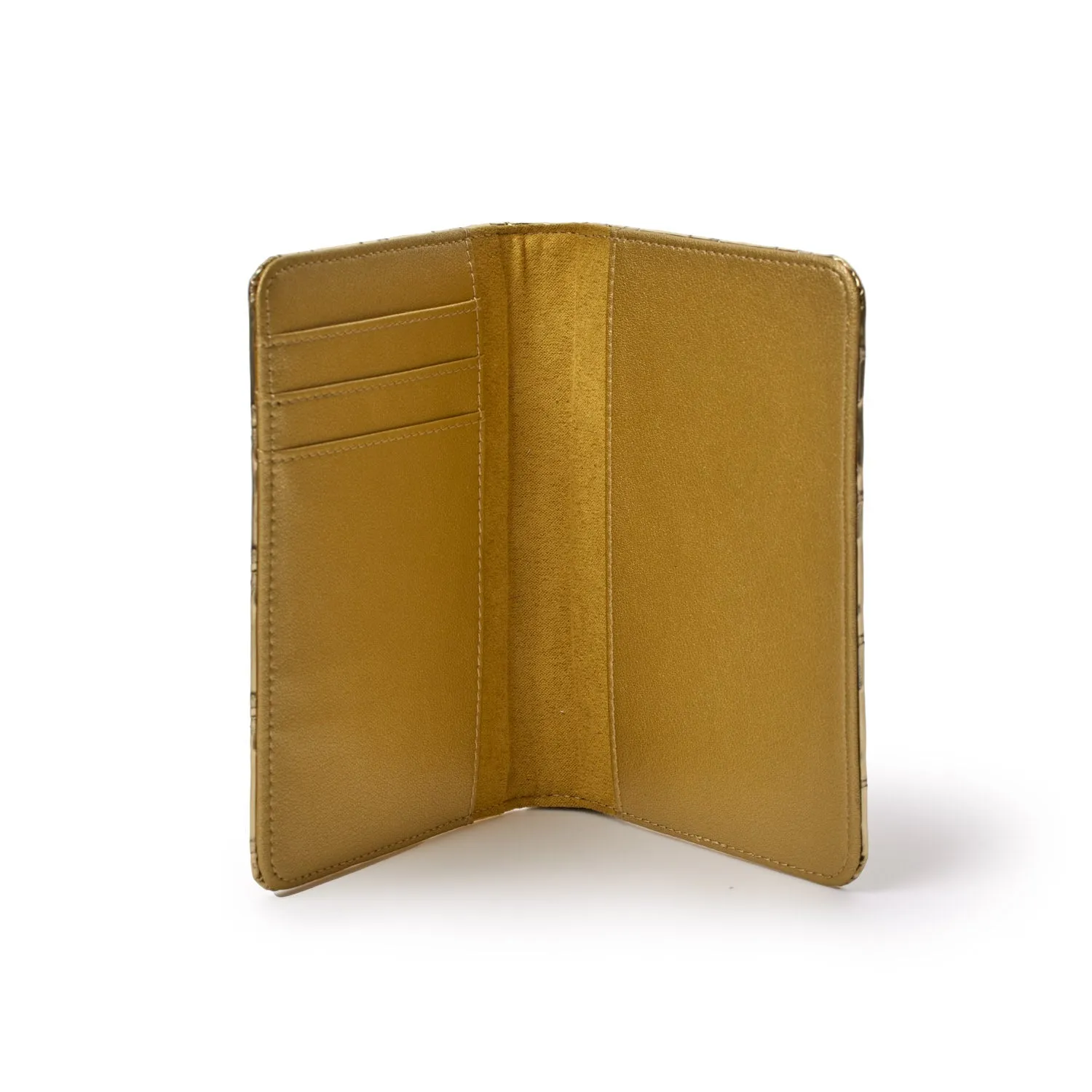 METALLIC MONOGRAM PASSPORT HOLDER - METALLIC GOLD