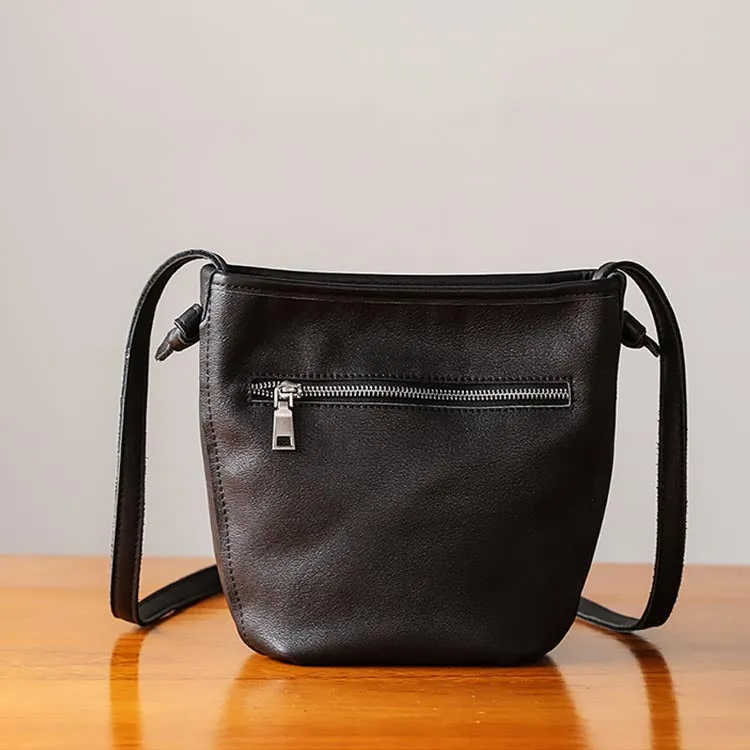 Minimalist Womens Black Leather Crossbody Bags Shoulder Bag for Women