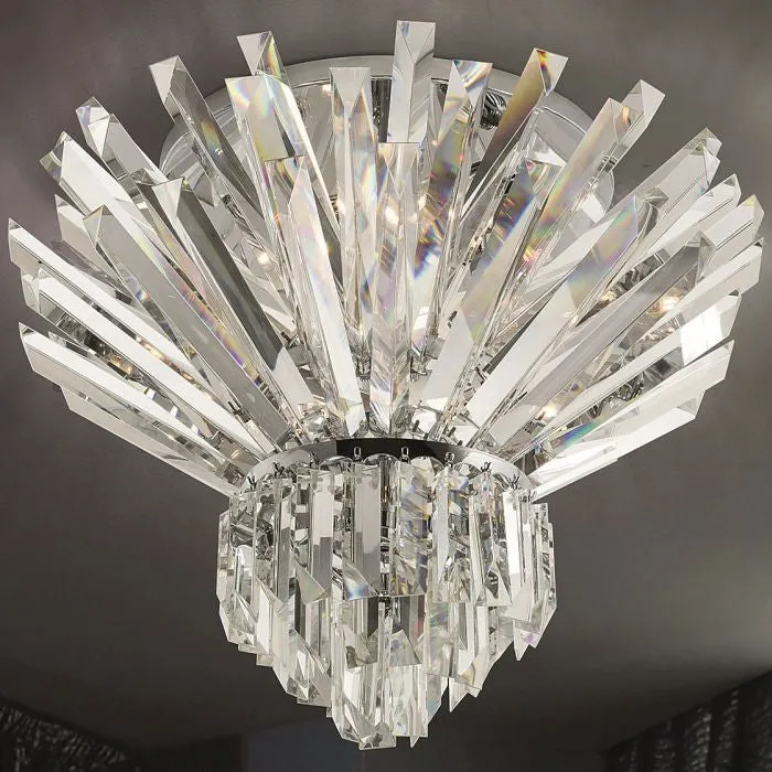 Modern Mid-Century Lead Crystal Prism Ceiling Light