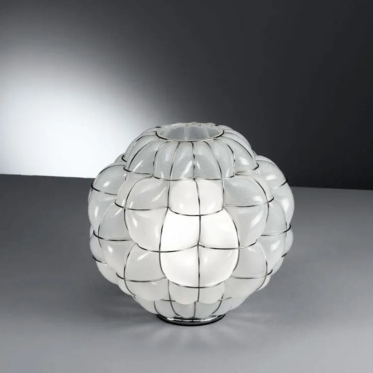 Modern Milky-White Or Clear Murano Glass Table Lamp With Wire Frame