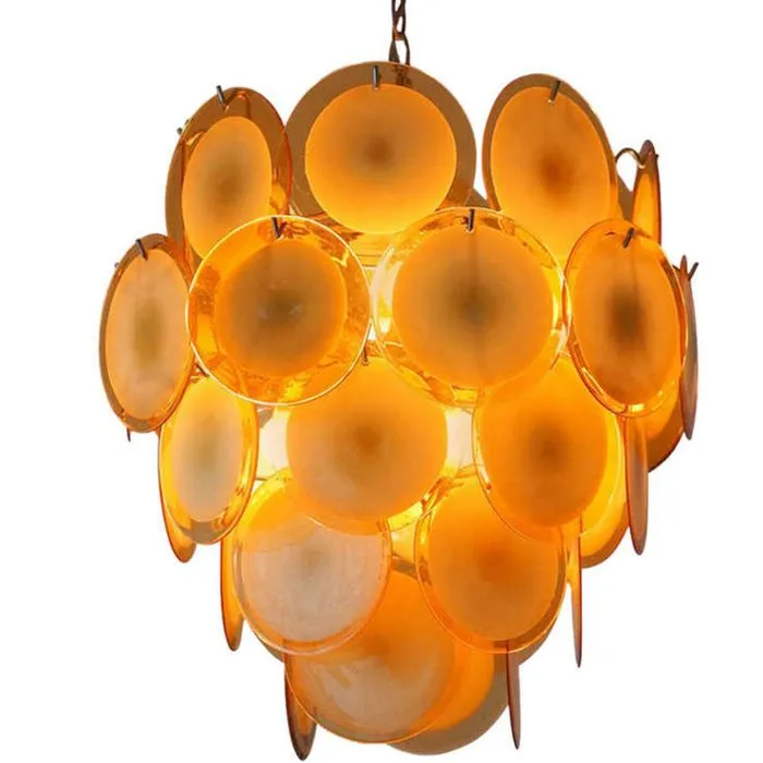 Modernist Mid-Century Disc Chandelier In Custom Colours