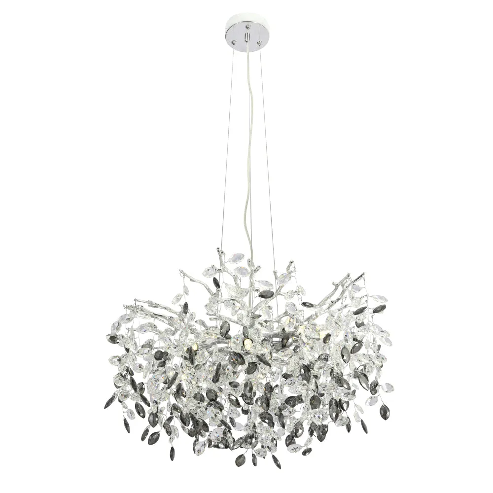 Molena 8 Light Round Chrome with Clear and Smoke Crystal Pendant