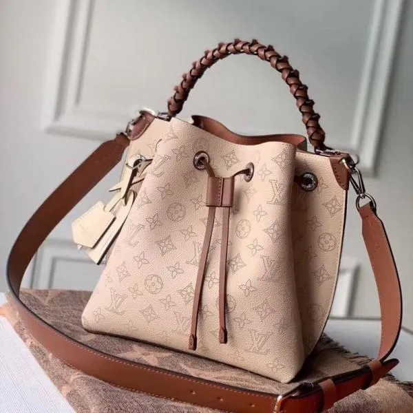 Muria Mahina Monogram Perforated Leather Bucket Bag M55801 Nude 2019 Collection