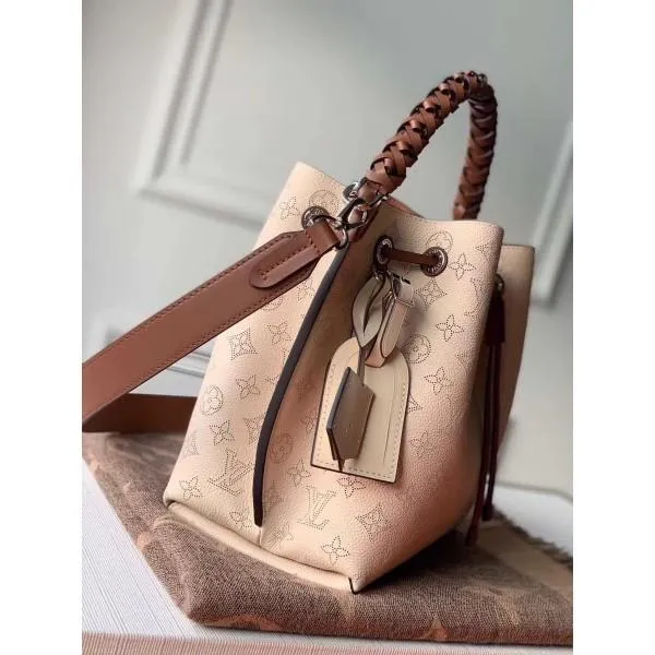 Muria Mahina Monogram Perforated Leather Bucket Bag M55801 Nude 2019 Collection