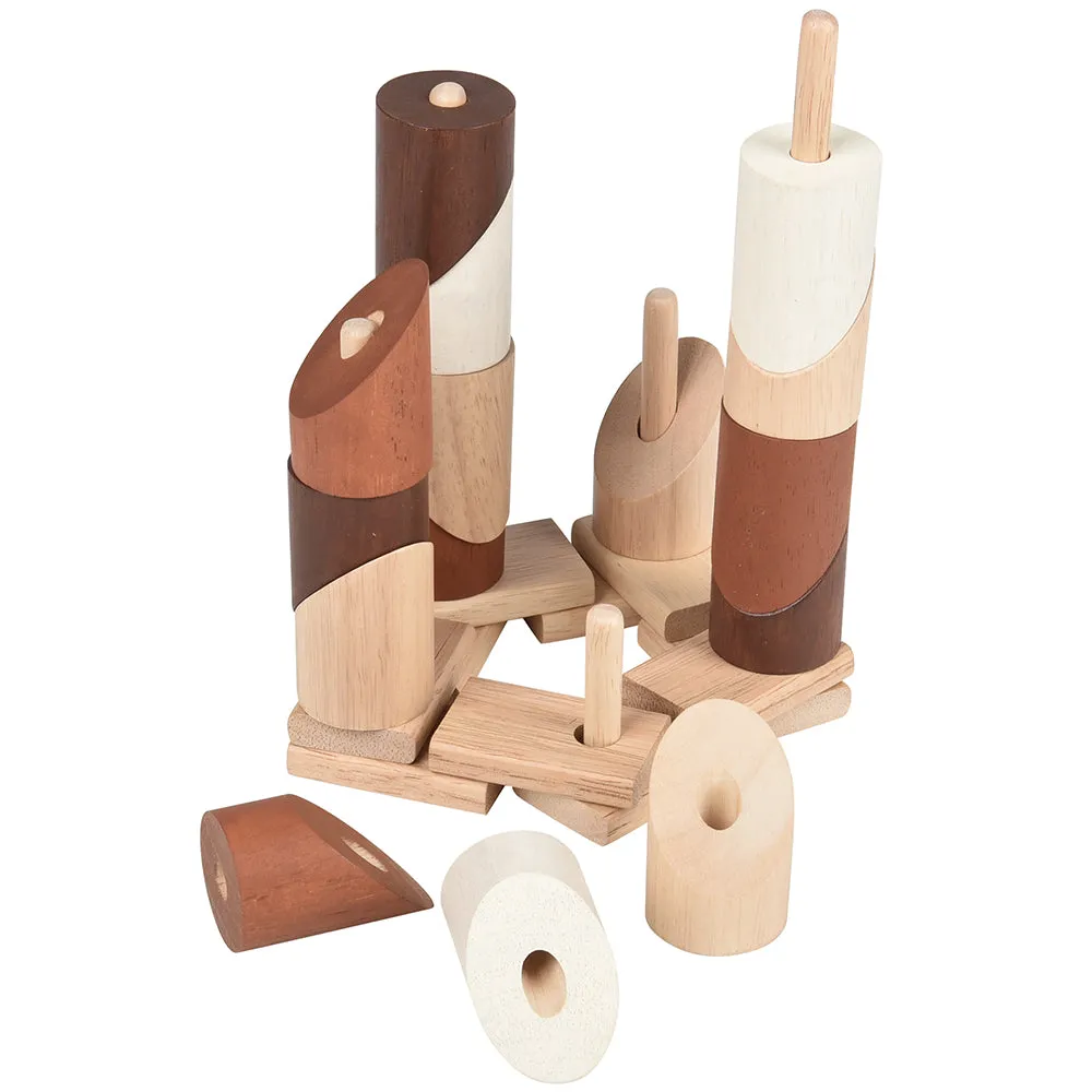 Natural Geo Stacker | 20-Piece Wooden Eco-Friendly Set