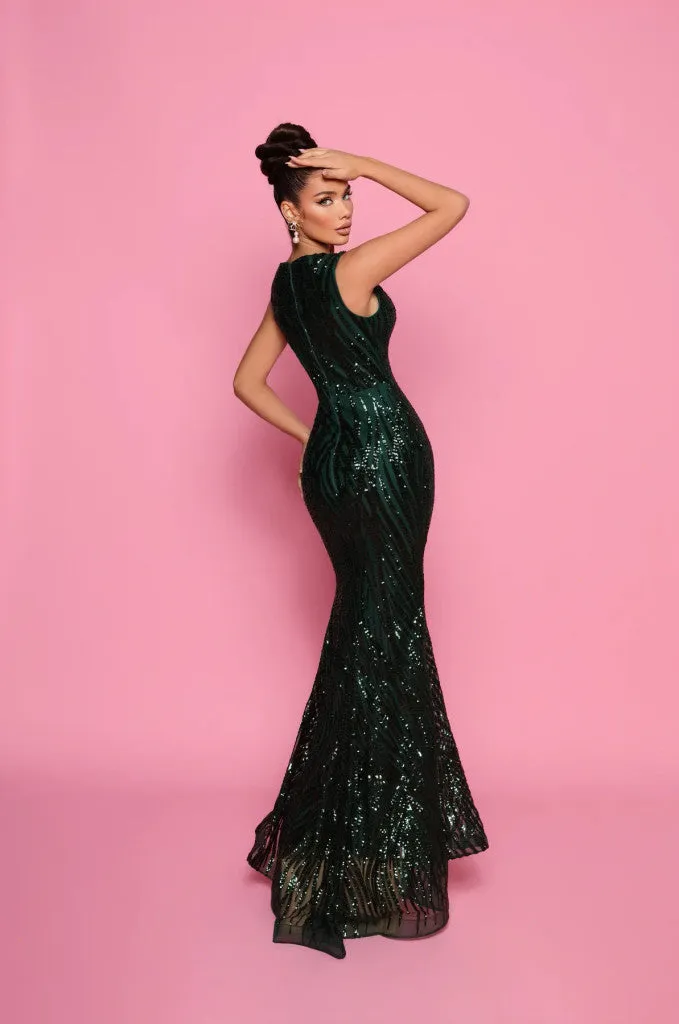 NICOLETTA full sequin sexy fitted gown -