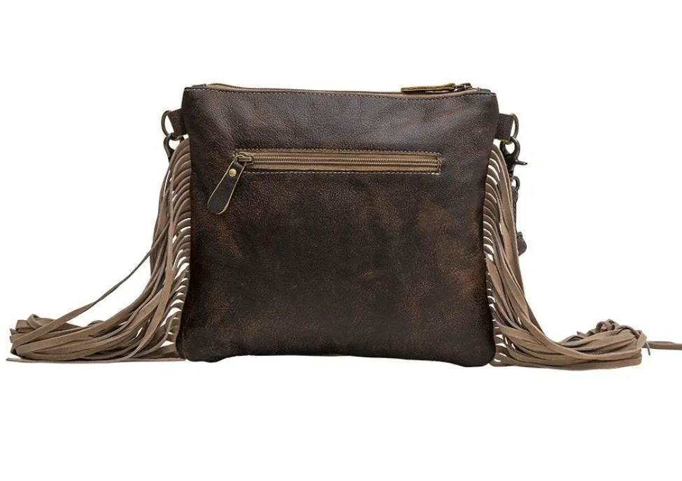 Oat Fields Leather Cross-body Purse with leather tassels