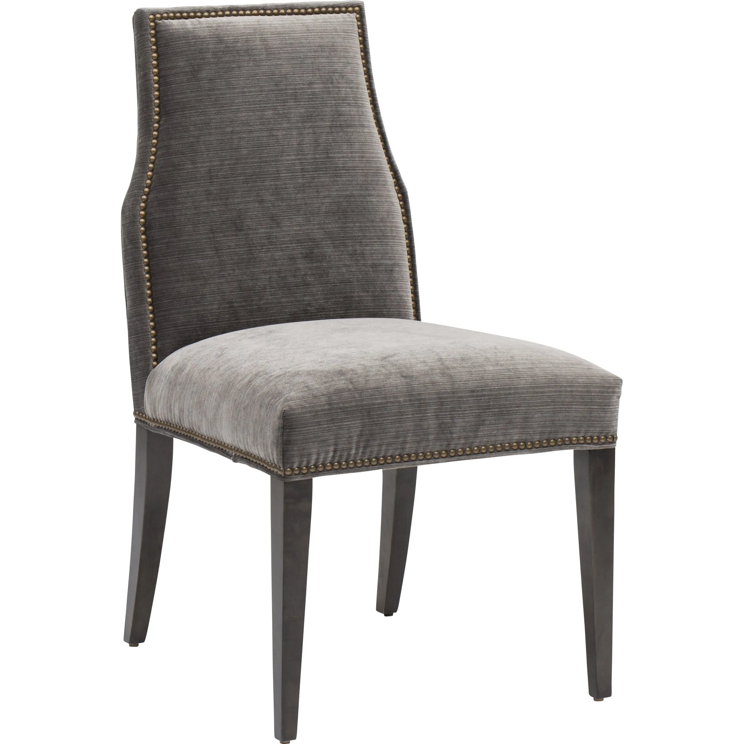 Oliver Side Chair, Valhalla Pewter, Brass Nailheads