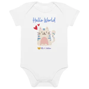 Organic cotton baby bodysuit, Hello World