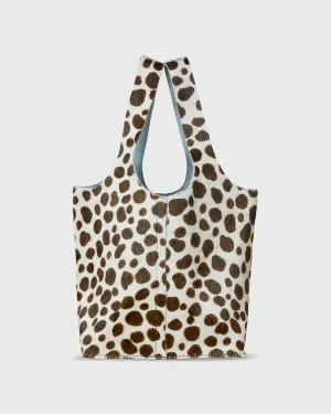 Paola Bucket Bag in White/Dark Brown Calf Hair