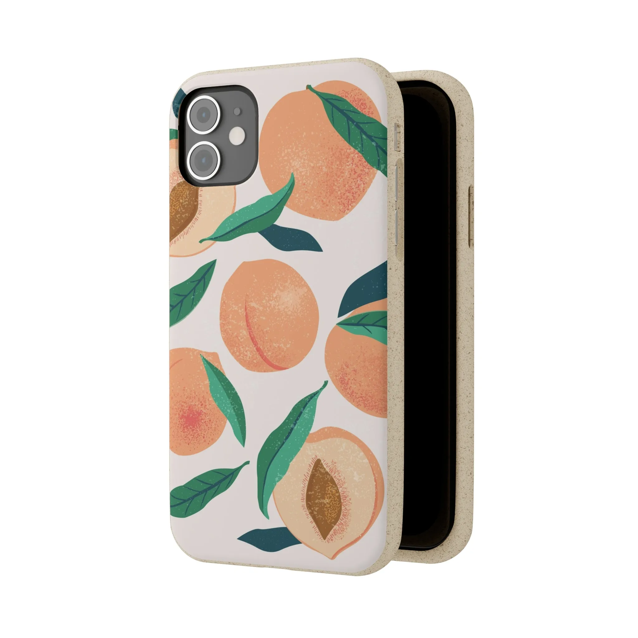 Peaches iPhone 13 12 11 Pro Case, Fruit Compostable Vegan Biodegradable Plant Samsung Galaxy S20 S22 Ultra Eco Friendly Cell Phone