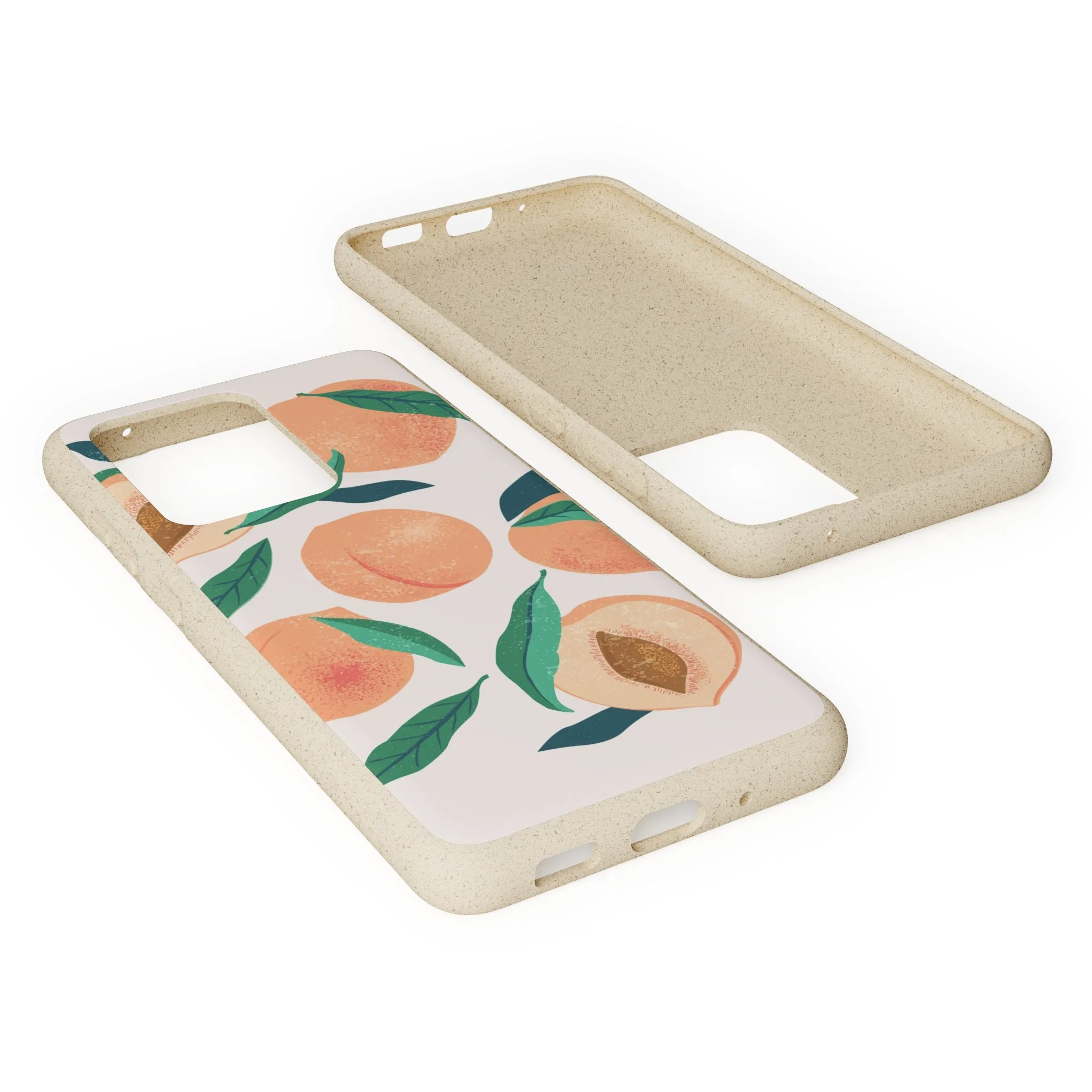 Peaches iPhone 13 12 11 Pro Case, Fruit Compostable Vegan Biodegradable Plant Samsung Galaxy S20 S22 Ultra Eco Friendly Cell Phone