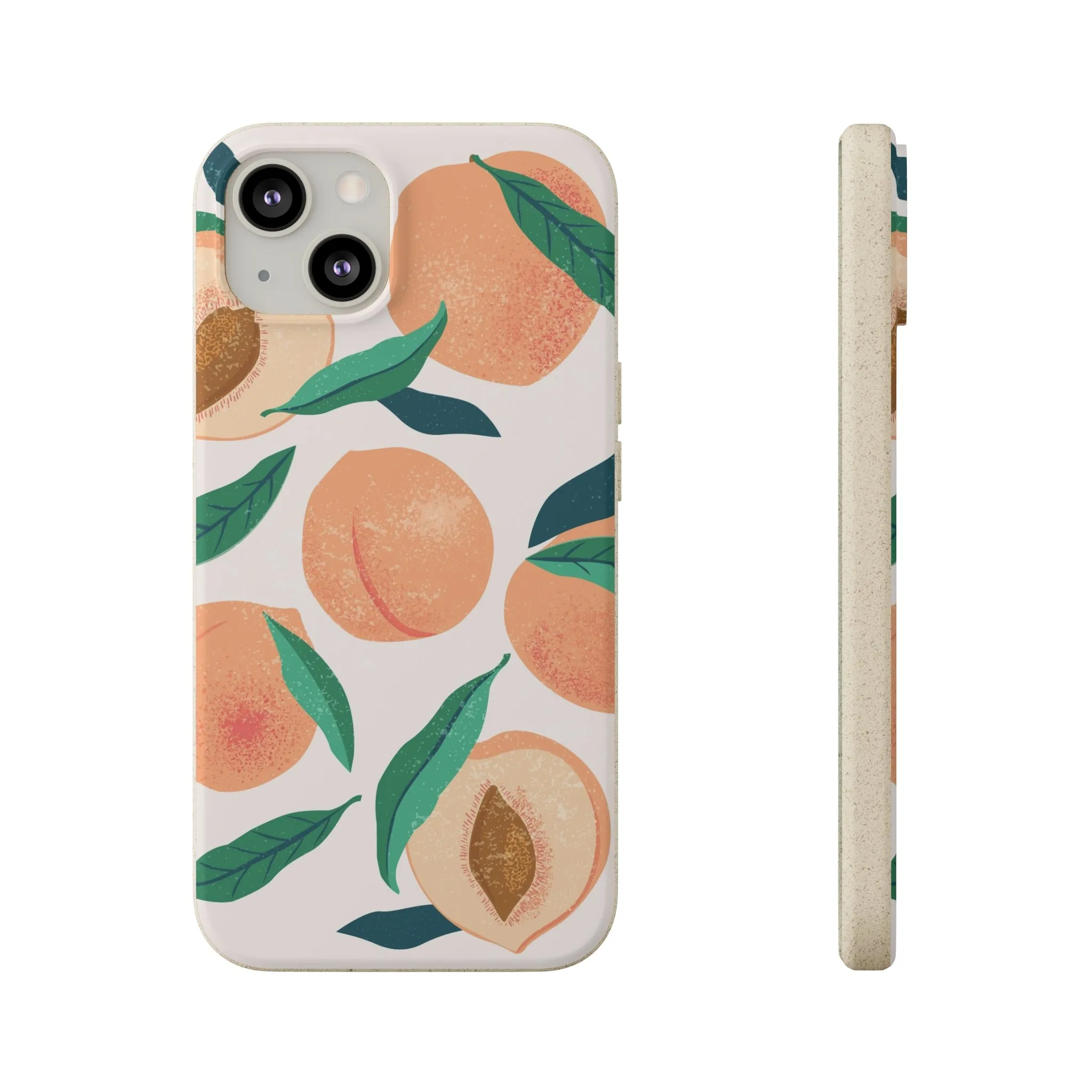 Peaches iPhone 13 12 11 Pro Case, Fruit Compostable Vegan Biodegradable Plant Samsung Galaxy S20 S22 Ultra Eco Friendly Cell Phone